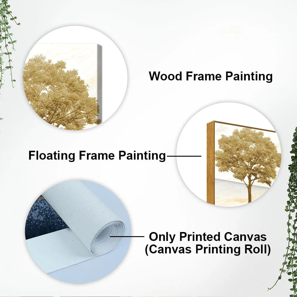 Abstract Golden Tree Premium Canvas Wall Painting DECORMANTRA