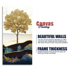 Abstract Golden Tree Premium Canvas Wall Painting DECORMANTRA
