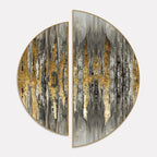 Abstract Golden and Silver Pattern Art Semi Circle Frames Set Of 2 Decor Mantra