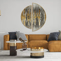 Abstract Golden and Silver Pattern Art Semi Circle Frames Set Of 2 Decor Mantra