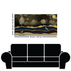 Abstract Midnight Golden Scenery with Deer Canvas Wall Painting DECORMANTRA