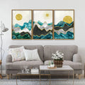 Abstract Mountains Luxurious Pattern Floating Canvas Wall Painting Set of Three DECORMANTRA