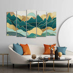 Abstract Mountains Luxurious Pattern Wall Painting of Five Pieces DECORMANTRA