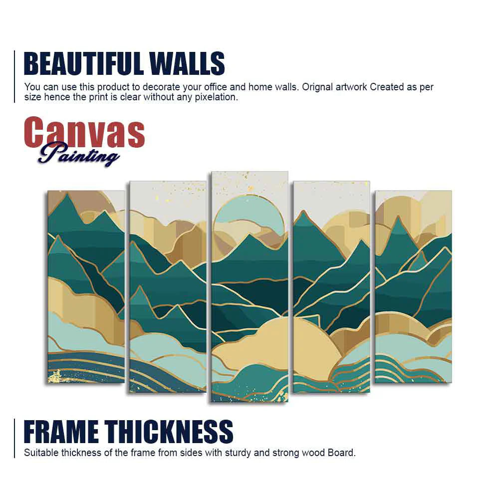 Abstract Mountains Luxurious Pattern Wall Painting of Five Pieces DECORMANTRA