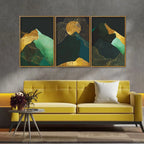 Abstract Mountains and Line Art Floating Canvas Wall Painting Set of Three DECORMANTRA