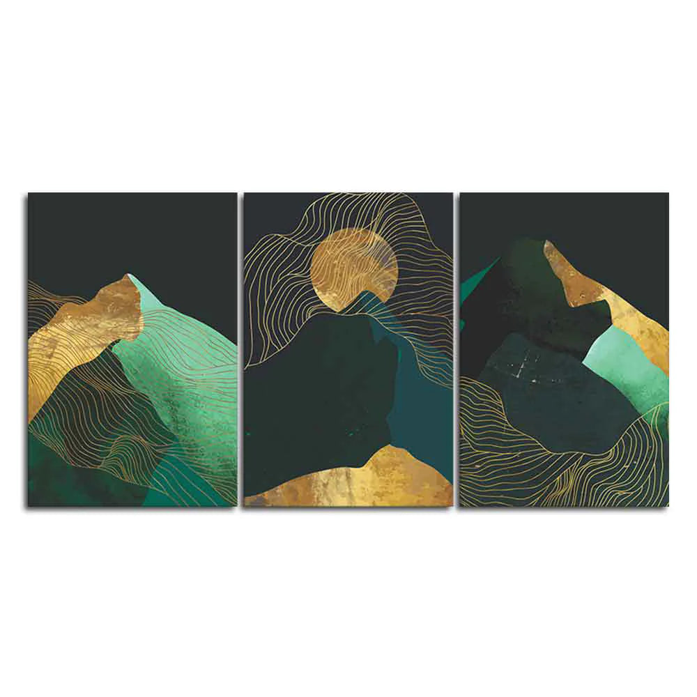 Abstract Mountains and Line Art Wall Painting of 3 Pieces DECORMANTRA