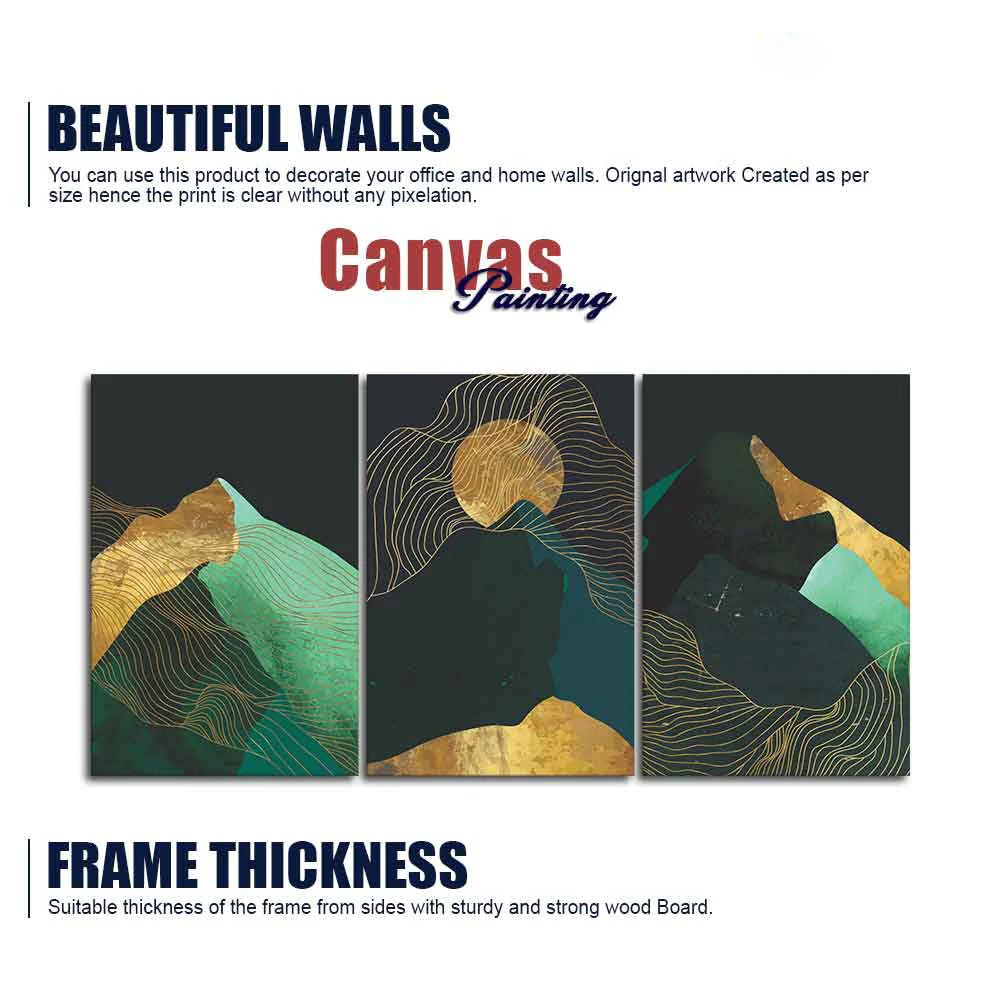 Abstract Mountains and Line Art Wall Painting of 3 Pieces DECORMANTRA