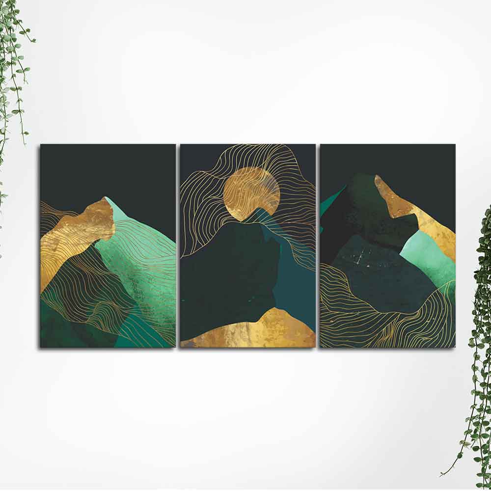 Abstract Mountains and Line Art Wall Painting of 3 Pieces DECORMANTRA