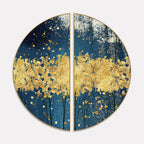 Abstract Porch Golden Background Art Semi Circle Frames Set Of 2 Decor Mantra