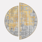 Abstract Retro Golden Art Semi Circle Frames Set Of 2 Decor Mantra