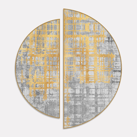 Abstract Retro Golden Art Semi Circle Frames Set Of 2