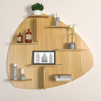 Abstract Shape Backlit Designer Wooden Wall Shelf / Book Shelf / Night Light, Light Oak Finish - Decor Mantra 