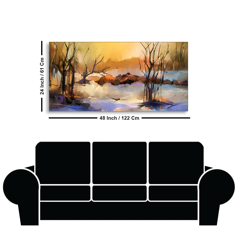 Abstract Winter Forest landscape Canvas Wall Painting DECORMANTRA