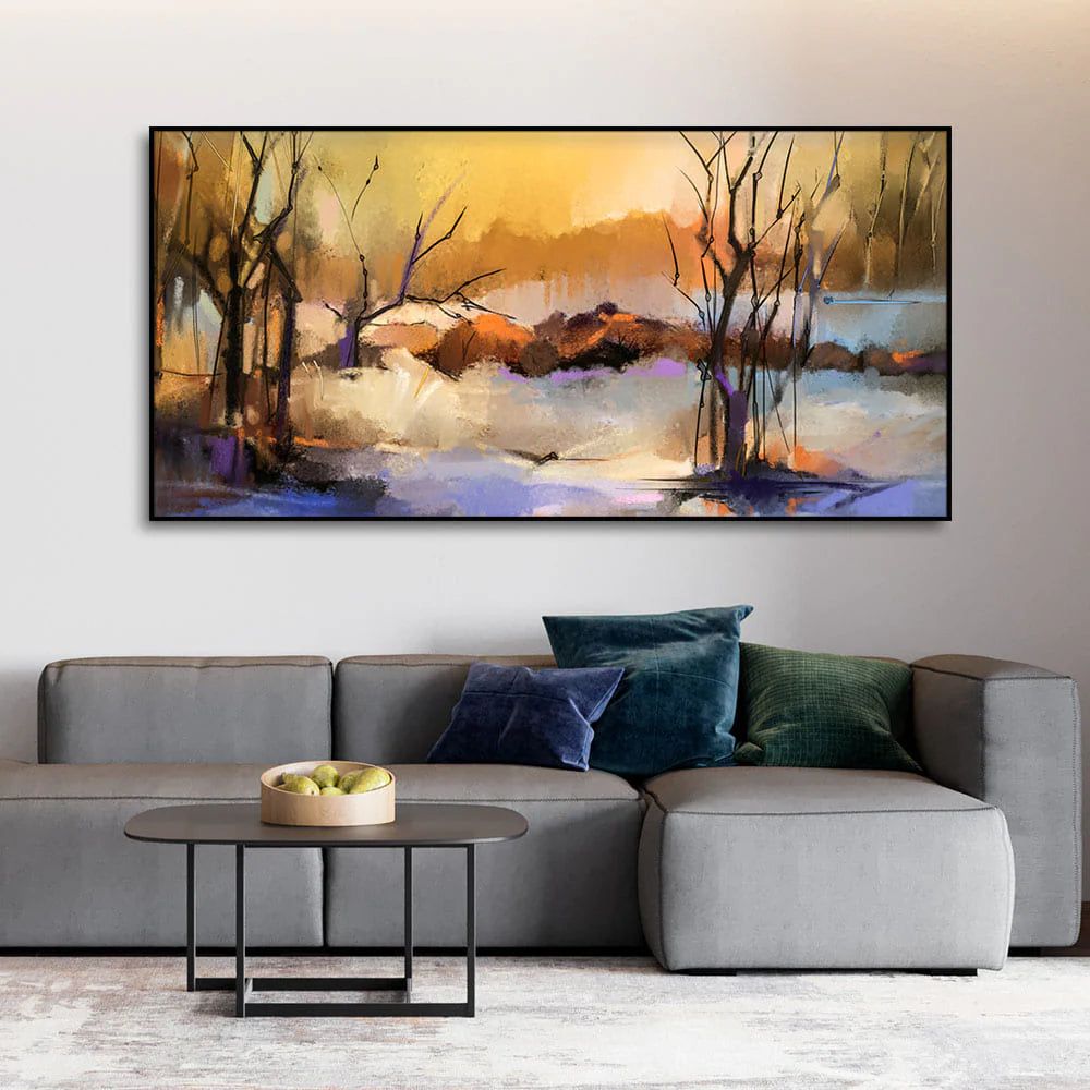 Abstract Winter Forest landscape Canvas Wall Painting DECORMANTRA