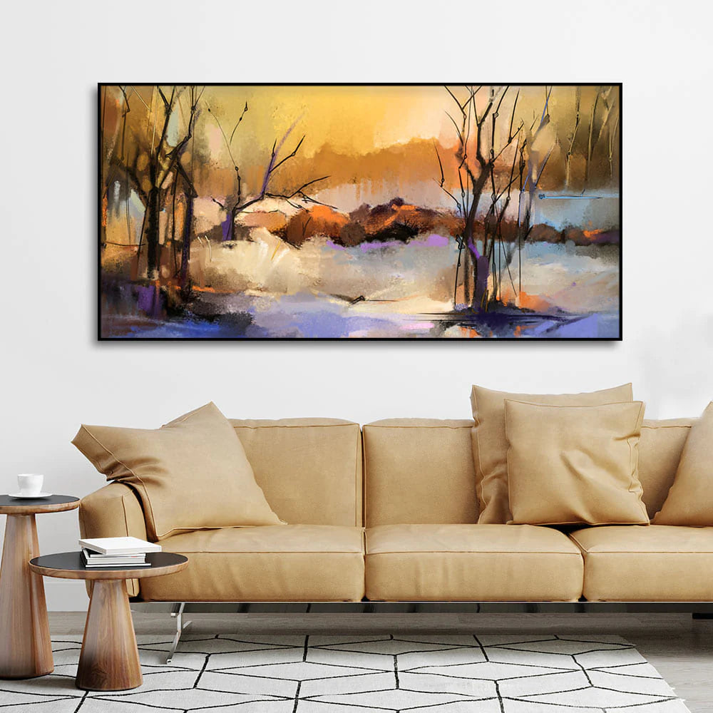 Abstract Winter Forest landscape Canvas Wall Painting DECORMANTRA