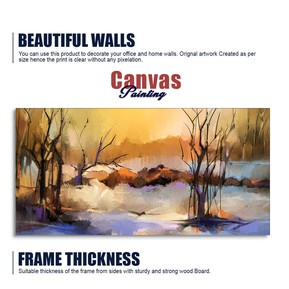 Abstract Winter Forest landscape Canvas Wall Painting DECORMANTRA