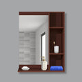 Aesthetic Wooden Bathroom Cabinet Mirror with 4 Spacious Shelves with Solid Brown Finish - Decor Mantra 