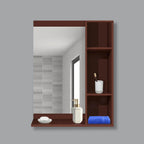 Aesthetic Wooden Bathroom Cabinet Mirror with 4 Spacious Shelves with Solid Brown Finish - Decor Mantra 