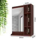 Aesthetic Wooden Bathroom Cabinet Mirror with 4 Spacious Shelves with Solid Brown Finish - Decor Mantra 