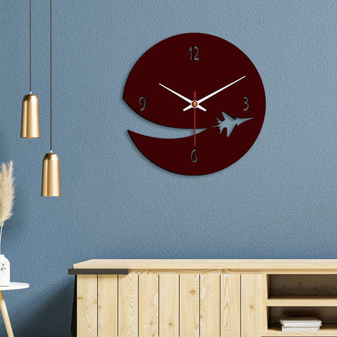 Airplane Shape Designer Wooden Wall Clock - Decor Mantra 