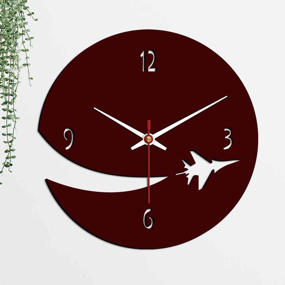Airplane Shape Designer Wooden Wall Clock - Decor Mantra 