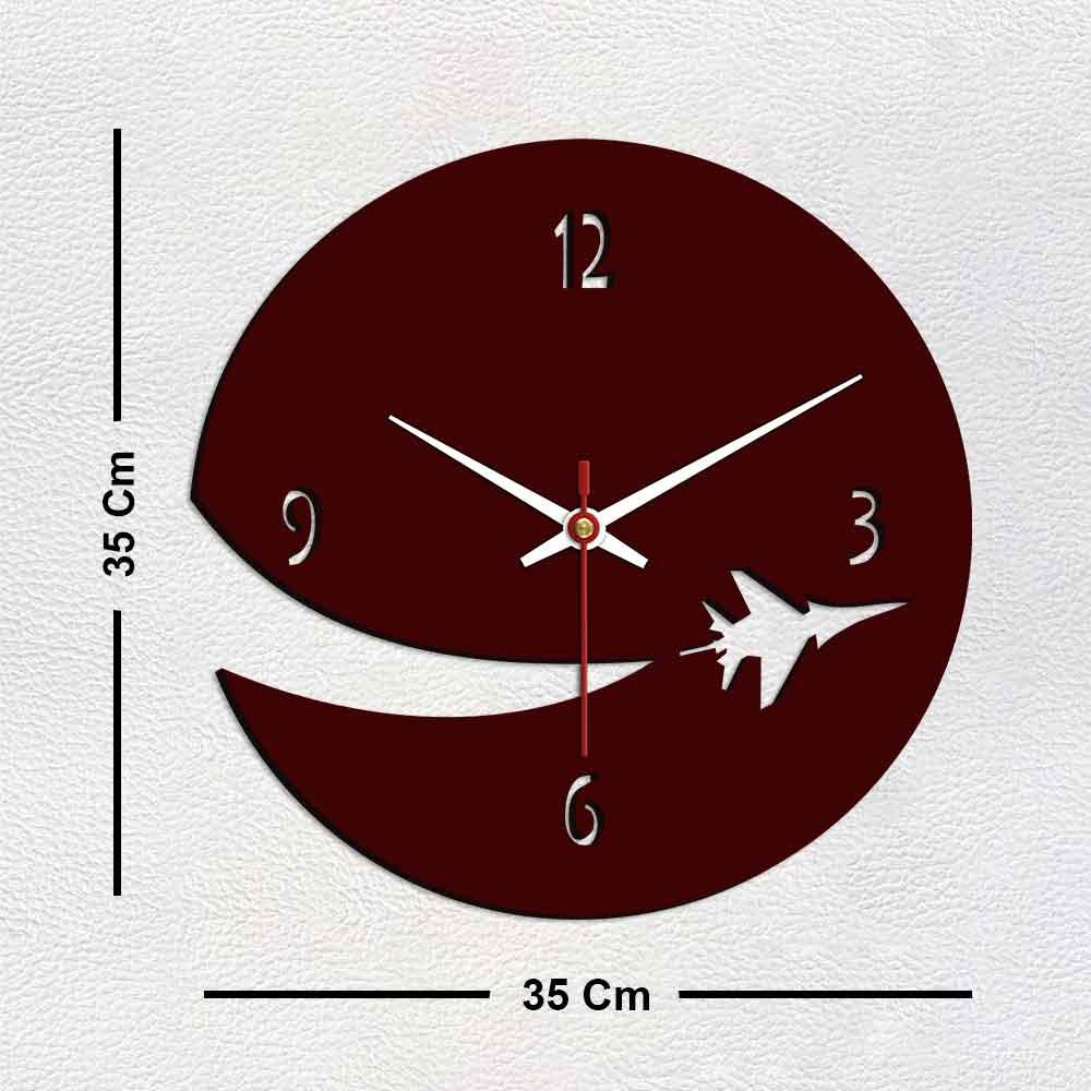 Airplane Shape Designer Wooden Wall Clock - Decor Mantra 