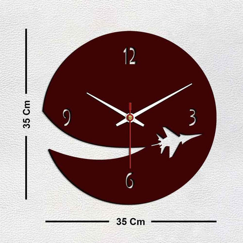 Airplane Shape Designer Wooden Wall Clock - Decor Mantra 