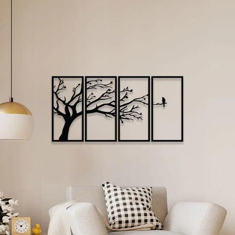 Alone Bird In Forest Metal Wall Art - Decor Mantra 