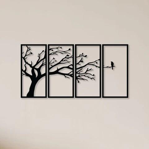 Alone Bird In Forest Metal Wall Art - Decor Mantra 