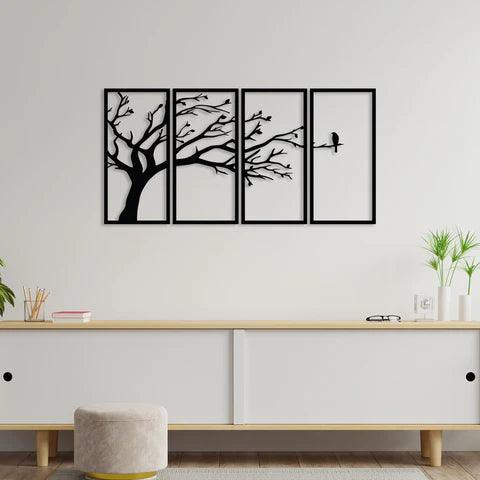 Alone Bird In Forest Metal Wall Art - Decor Mantra 