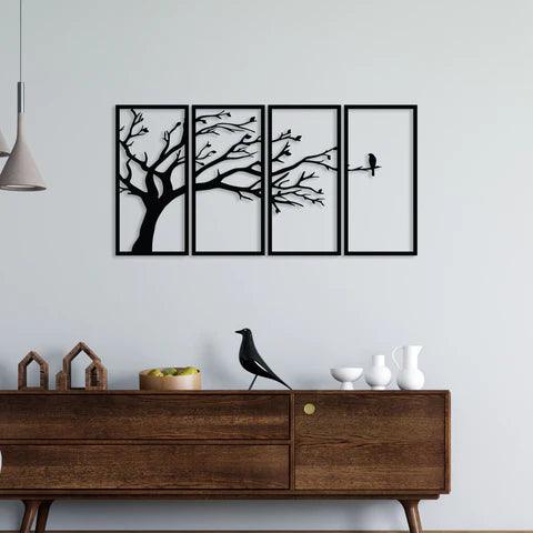 Alone Bird In Forest Metal Wall Art - Decor Mantra 