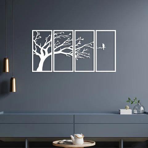 Alone Bird In Forest Metal Wall Art - Decor Mantra 