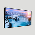 Amazing Godafoss Waterfall in Winter Premium Canvas Wall Painting DECORMANTRA