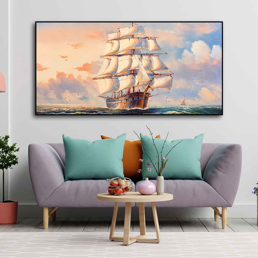 Amazing Sailing Ship Wall Painting DECORMANTRA