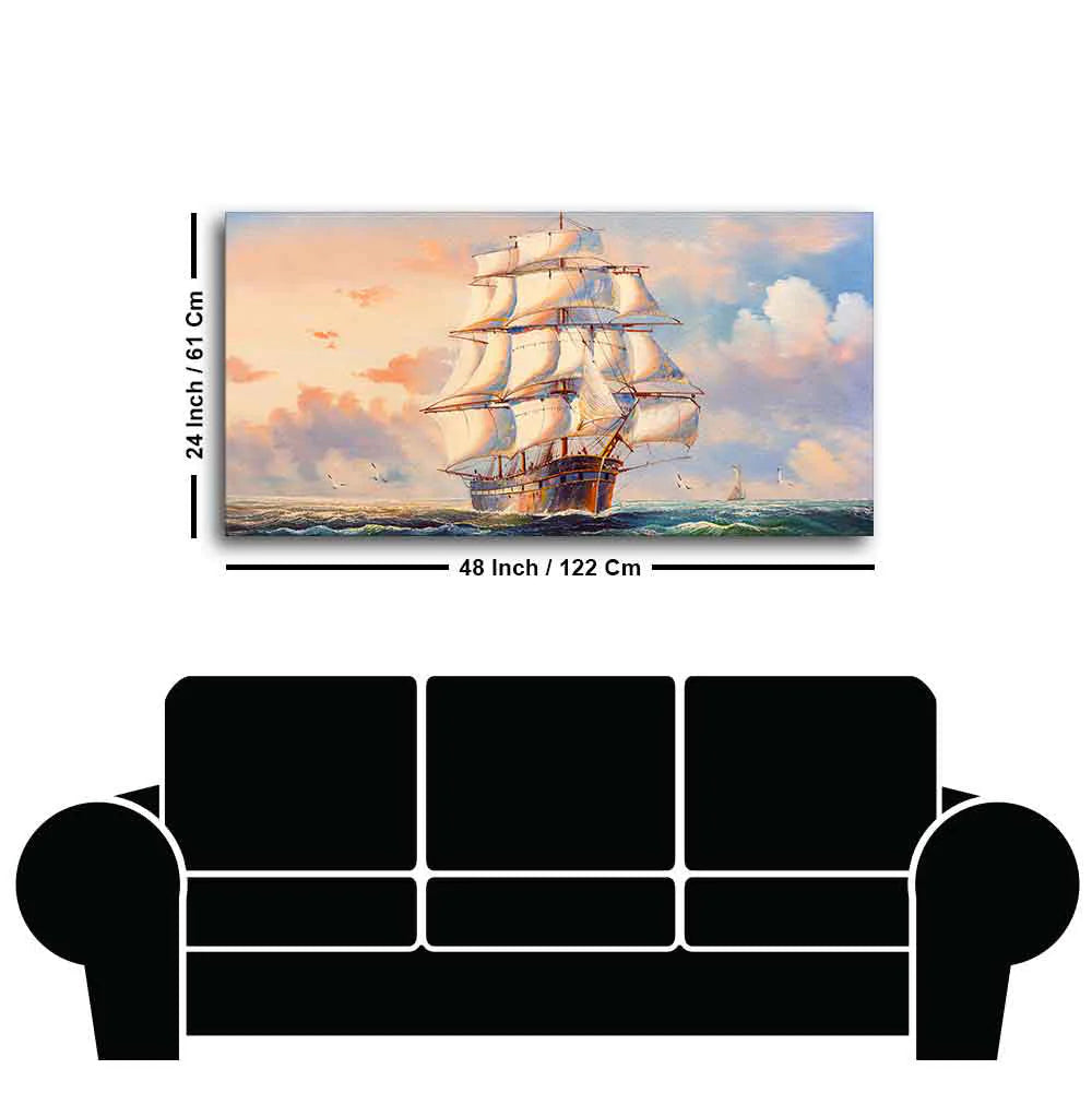 Amazing Sailing Ship Wall Painting DECORMANTRA