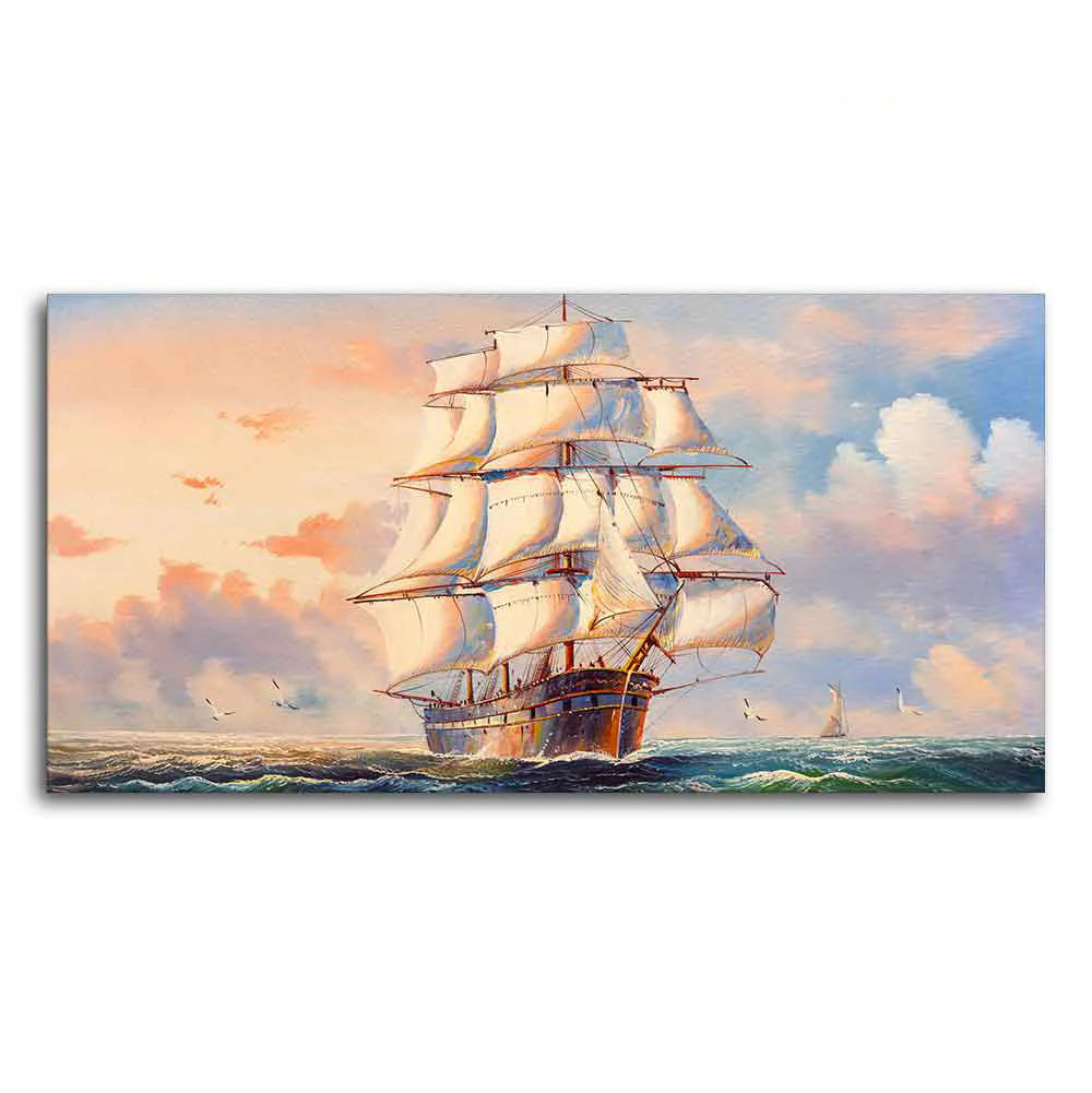 Amazing Sailing Ship Wall Painting DECORMANTRA