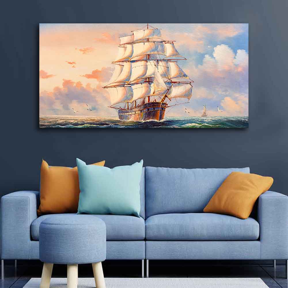 Amazing Sailing Ship Wall Painting DECORMANTRA