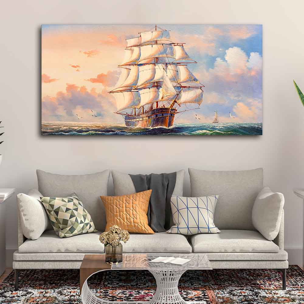 Amazing Sailing Ship Wall Painting DECORMANTRA