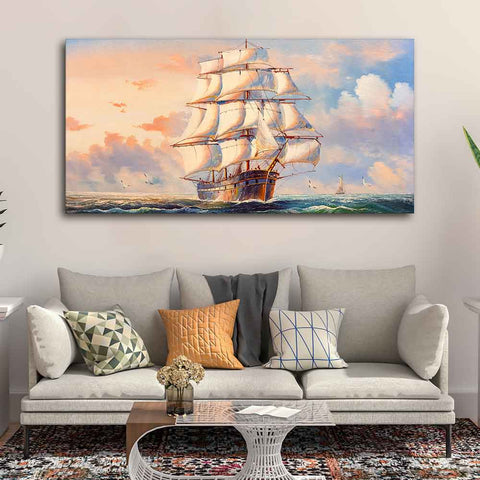 Amazing Sailing Ship Wall Painting