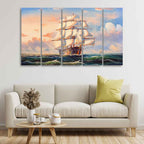 Amazing Sailing Ship Wall Painting of Five Pieces DECORMANTRA