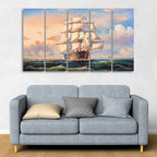 Amazing Sailing Ship Wall Painting of Five Pieces DECORMANTRA