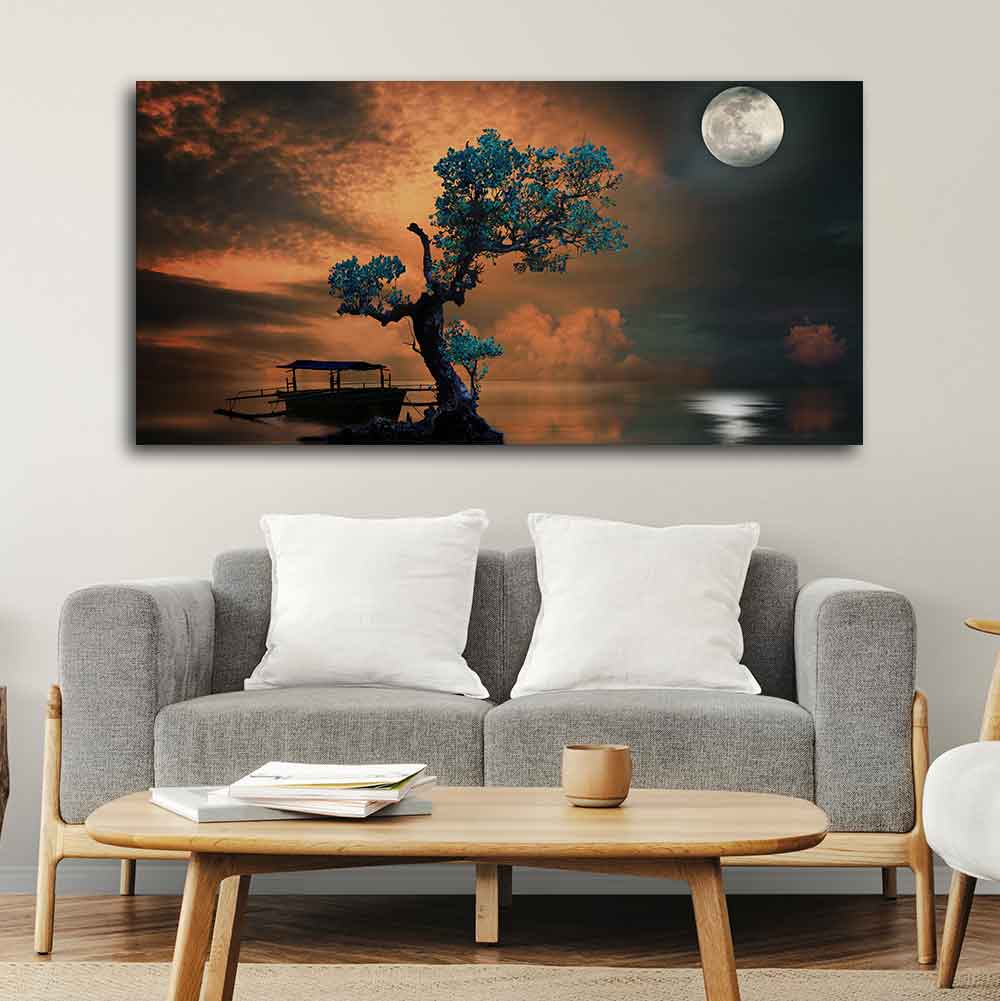 Amazing Tree Under the Moonlight Premium Painting DECORMANTRA