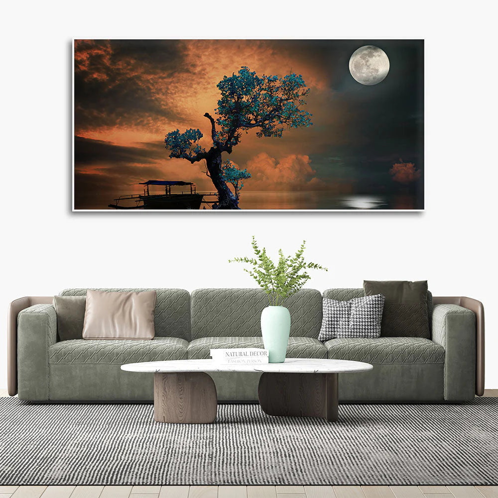 Amazing Tree Under the Moonlight Premium Painting DECORMANTRA
