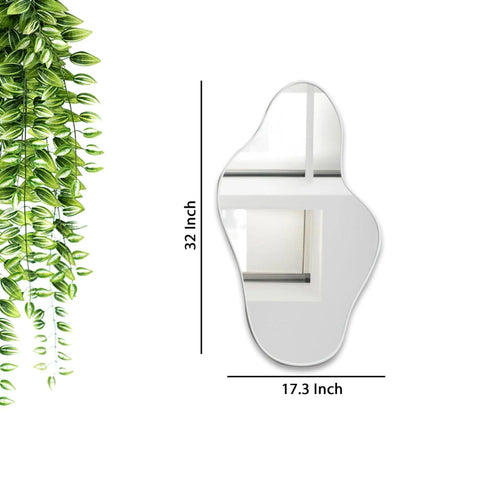 Asymmetrical Irregular Bathroom Decor Mirror with Golden Wooden Finish - Decor Mantra 