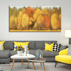 Autumn Foliage with Moose and Fox Premium Canvas Wall Painting DECORMANTRA