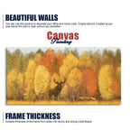 Autumn Foliage with Moose and Fox Premium Canvas Wall Painting DECORMANTRA