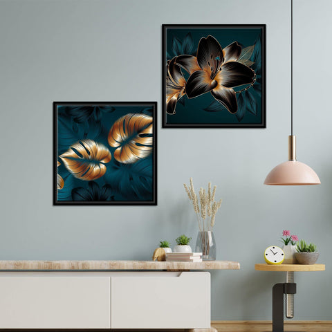 Lily Flower Canvas Wall Painting of 2 Pieces Floating Frame - Decor Mantra 