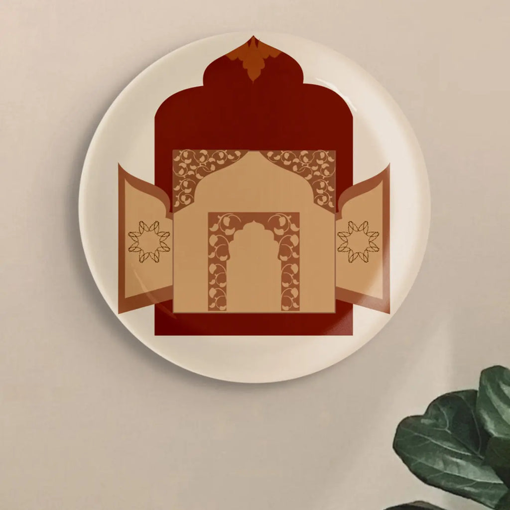 Opulence and Hospitality in Palaces collage porcelain plate Set of 4 - Harshita Craft