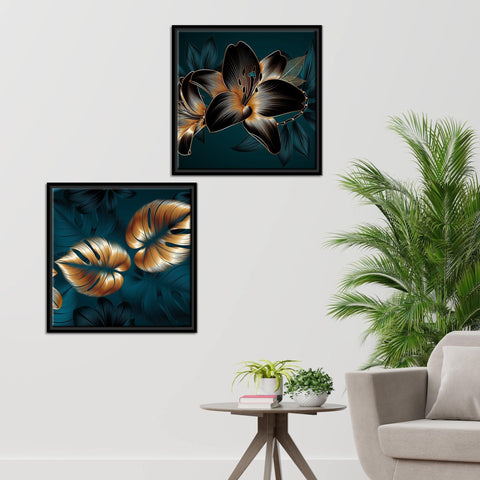 Lily Flower Canvas Wall Painting of 2 Pieces Floating Frame - Decor Mantra 