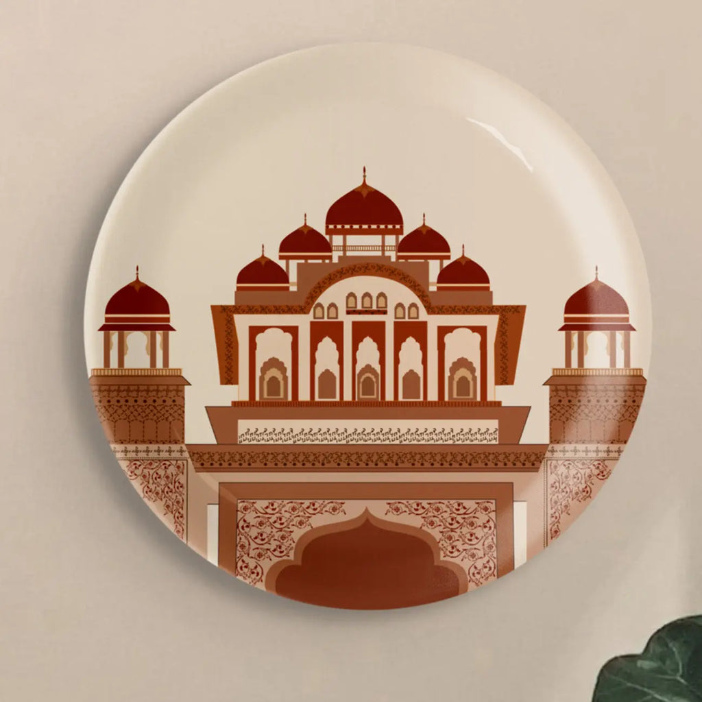 Opulence and Hospitality in Palaces collage porcelain plate Set of 4 - Harshita Craft
